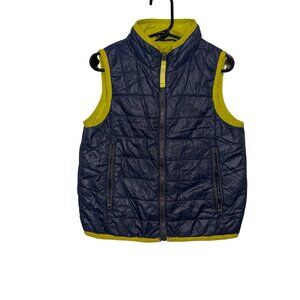 L.L. Bean Kids Vest Navy/Yellow Size S Lightweight Quilted Sleeveless Zip Pocket